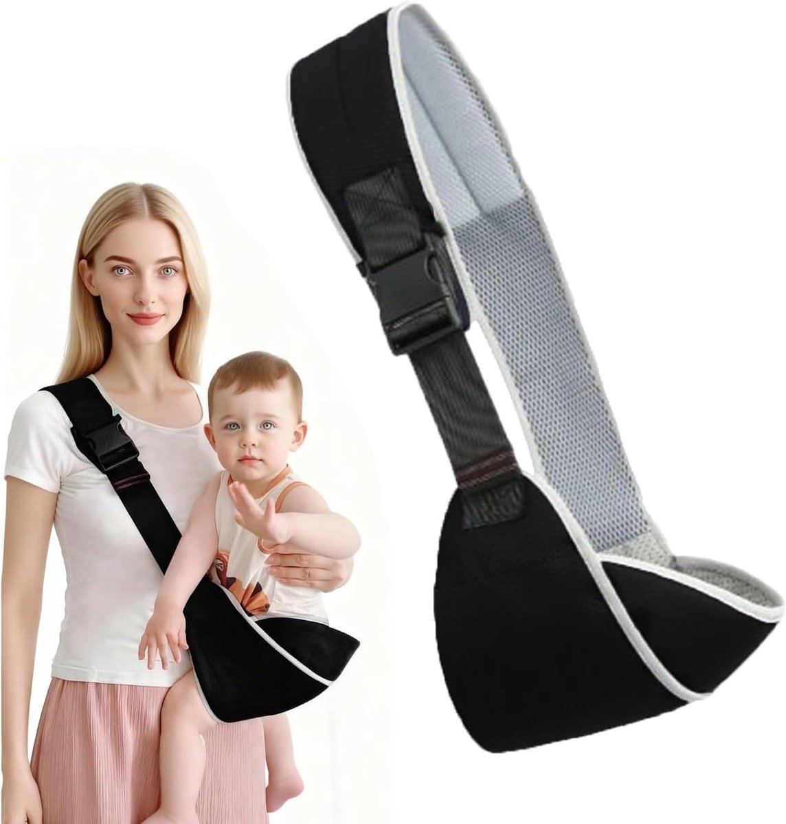 Draagzak Baby - Heupdrager Peuter - Comfortabel Dragen - Ademend Katoen - 6-48 Maanden - Zwart