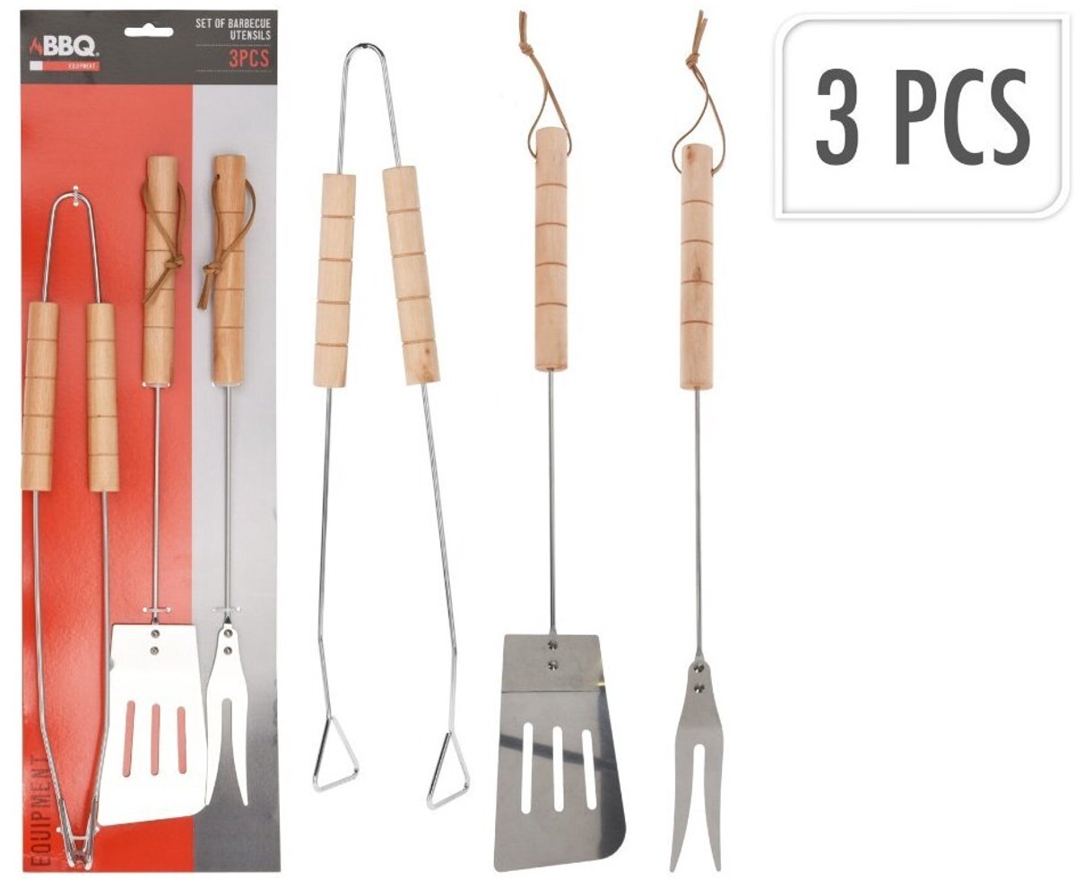 BBQ Gereedschap 3-delig Hout/RVS