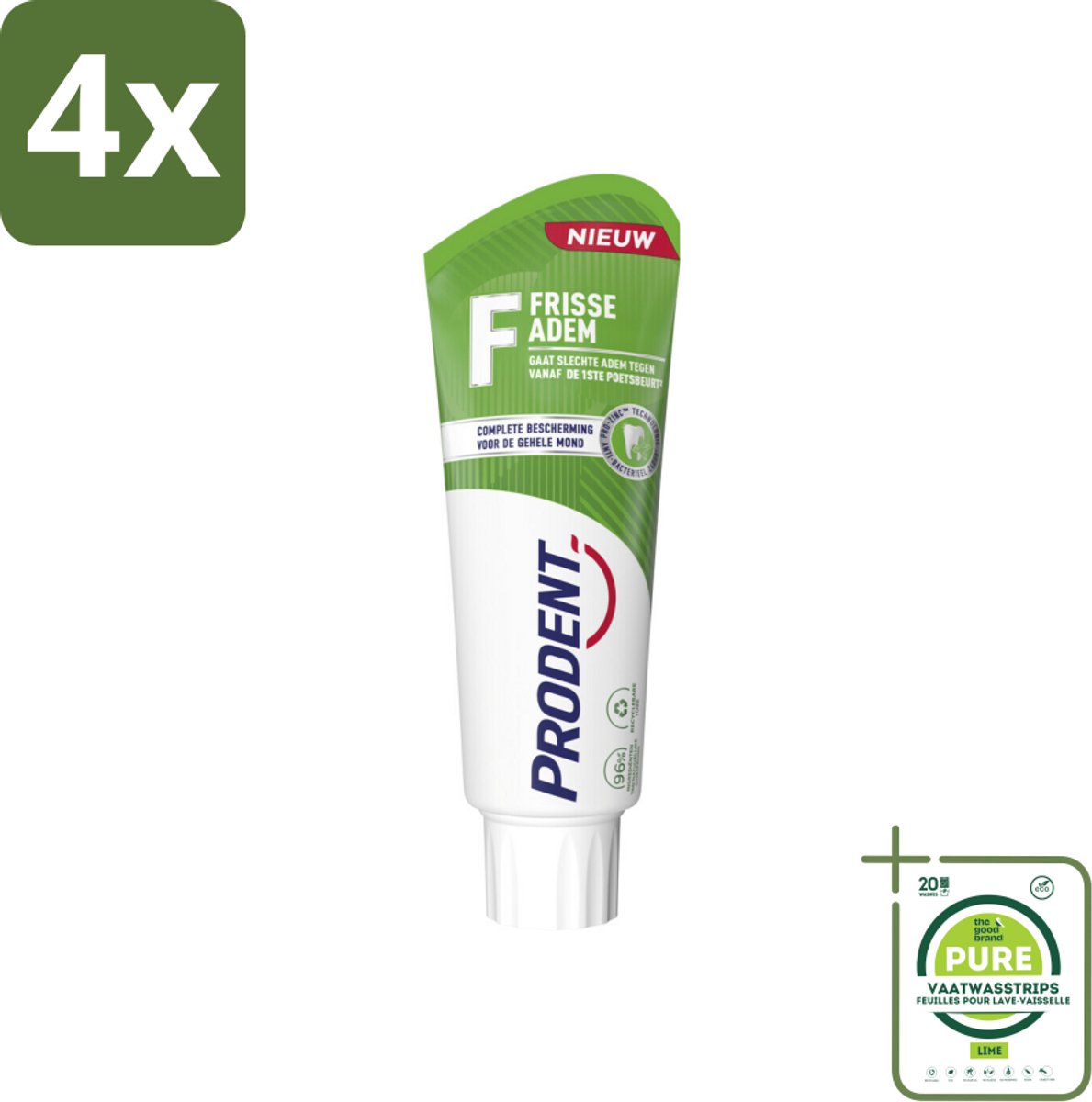 Prodent – Tandpasta – Frisse Adem – Pro-Zinc Technologie - Voordeelverpakking - 4 stuks - Slechte adem - Frisse adem