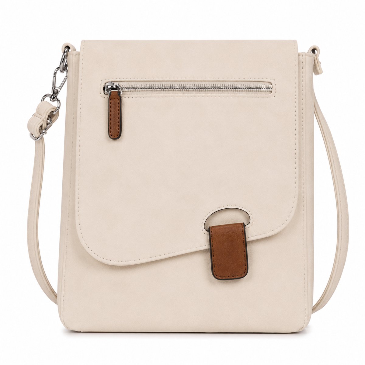 THL Design - Dames Schoudertas / Crossbody - Klepsluiting - Beige
