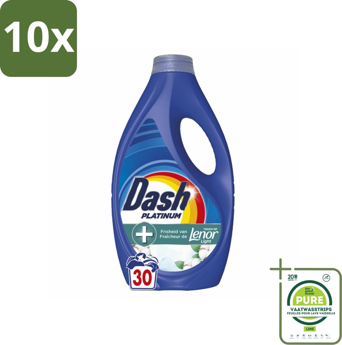 10 x Dash – Wasmiddel – Katoen Fris – 1350 ml - Grootverpakking - Wasmiddel - Vlekverwijdering - Katoengeur - Frisheid - Wasprogramma