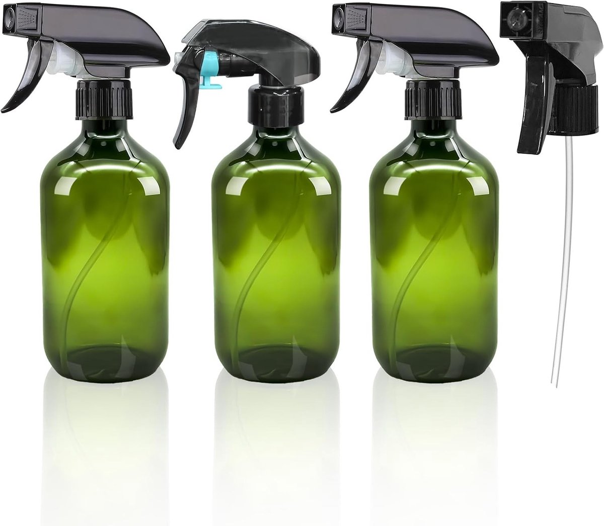 Spuitfles - Groen - 500 ml - Lege Fles met 4 Sproeikoppen - Voor Planten en Reiniging