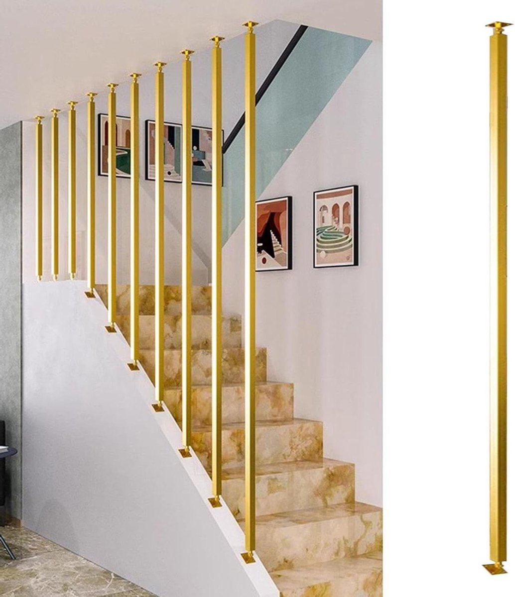 Verstelbare Trapleuning - Leuningkolom Balustrade - Traprenovatie Veiligheid - Verstelbare Hoek 0-270 - 80 cm - Goud