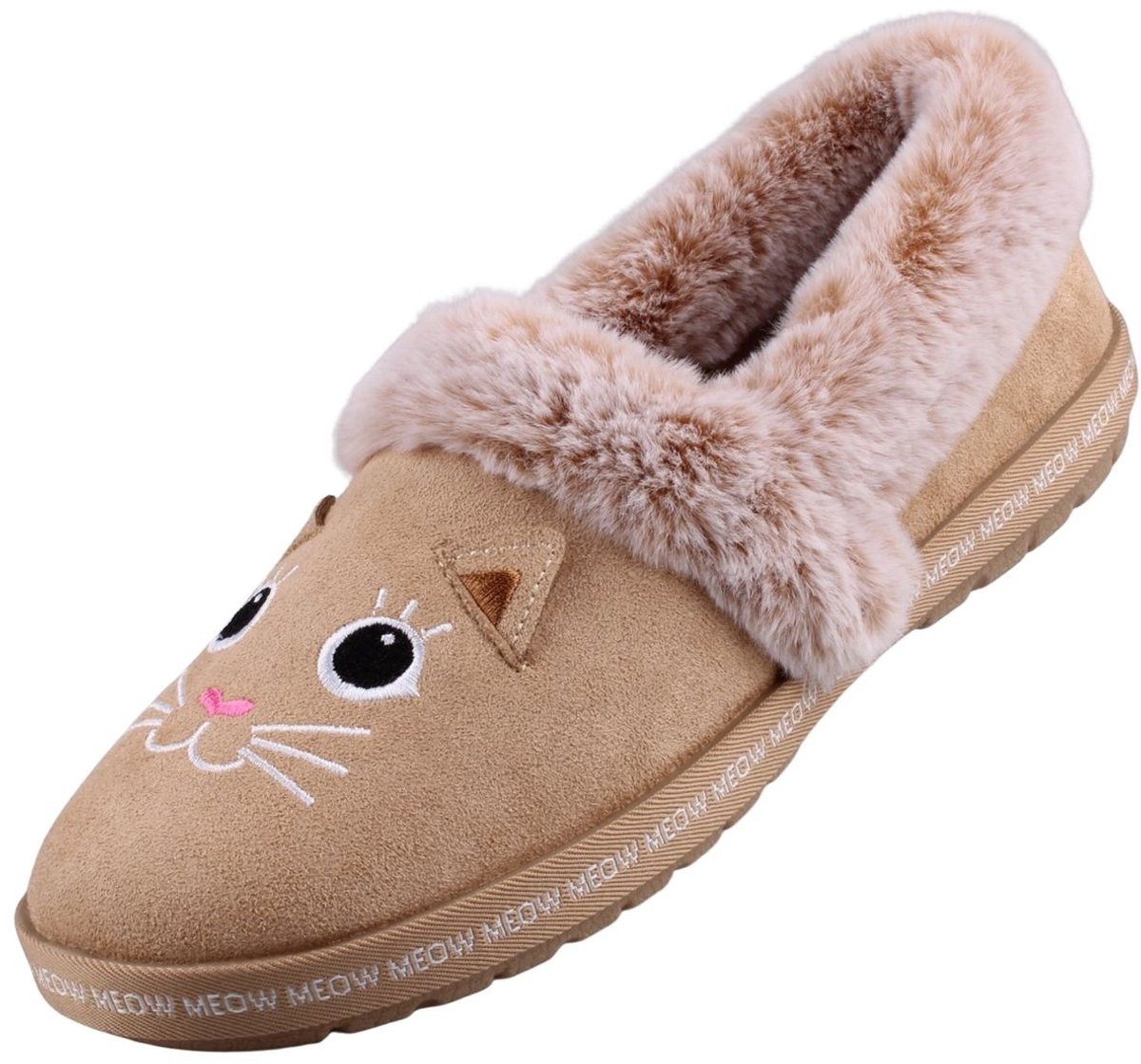 Skechers BOBS Too Cozy - Meow Pajamas damespantoffels met voering, bruin