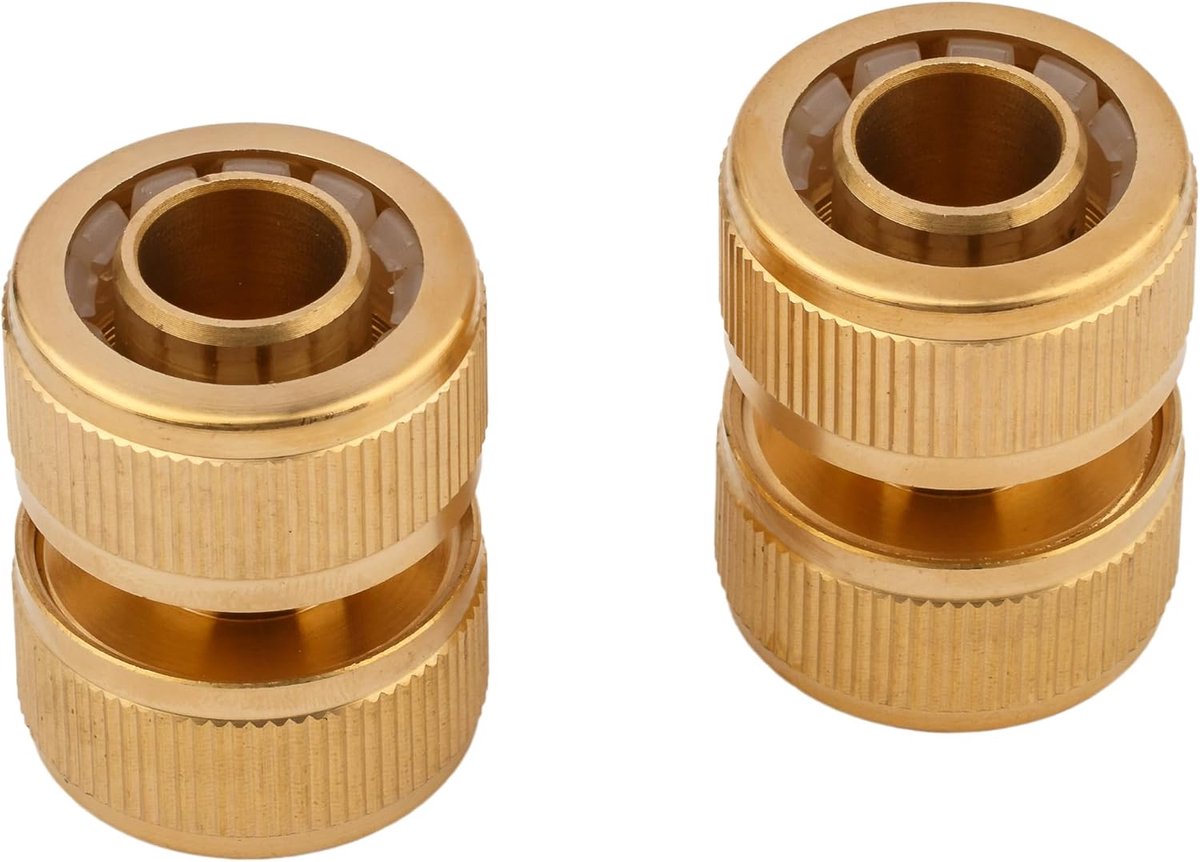 SnelShoppen - 2 x Messing Slangkoppeling voor 3/4 Inch (19mm) Tuinslangen, Tuin Slangverbinding, Waterdicht, Multifunctioneel, Tuin, Kas, Auto