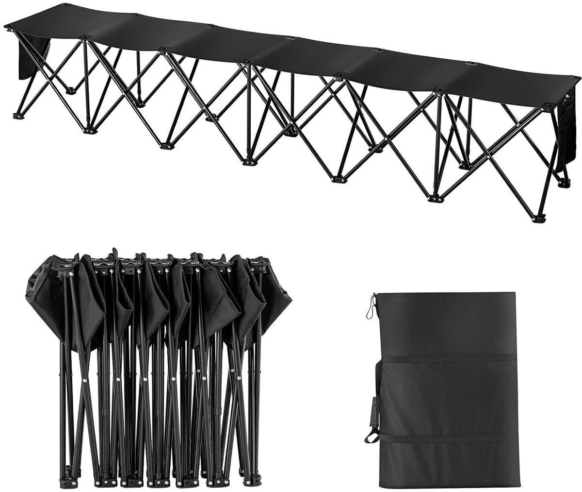 SnelShoppen - Opvouwbare Campingbank 2410 x 450 x 450 mm voor 6 Personen - Lichtgewicht en Comfortabel - Ideaal voor Tuin, Feest en Kamperen met Zijza