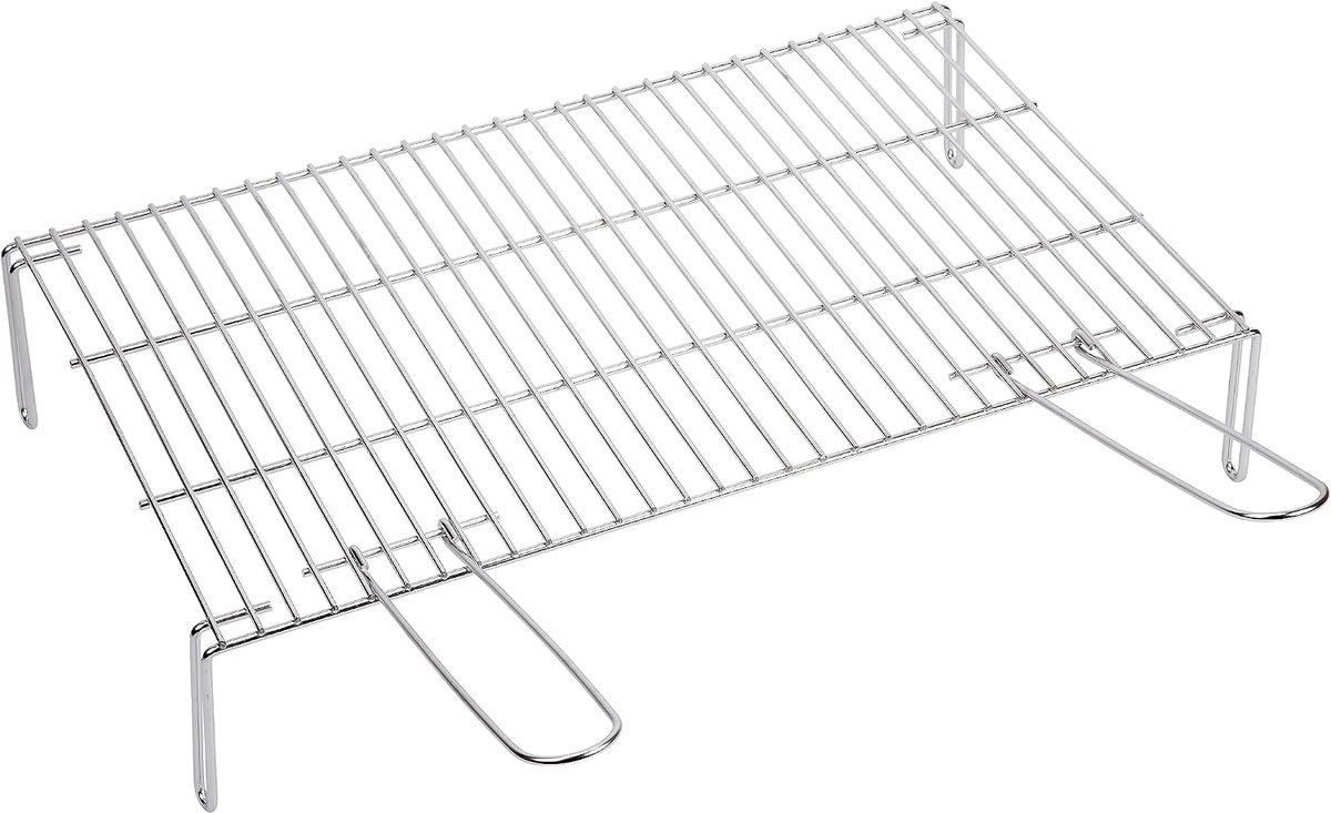 SnelShoppen - Grillrek met Poten 75x40 cm, Vouwhandgrepen, Gegalvaniseerd Staal, Ideaal voor Tuin, Camping, Barbecue, Feest, Buitenkeuken