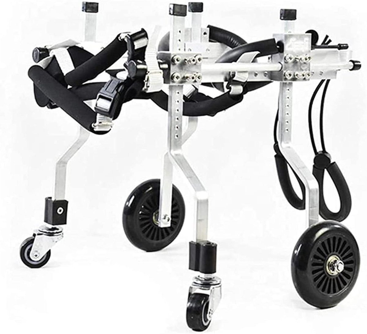 Huisdier Rolstoel - Honden Hulp - Mobiliteit Verbeteren - Verstelbaar Aluminium Frame - XXS tot XXL - Zilver