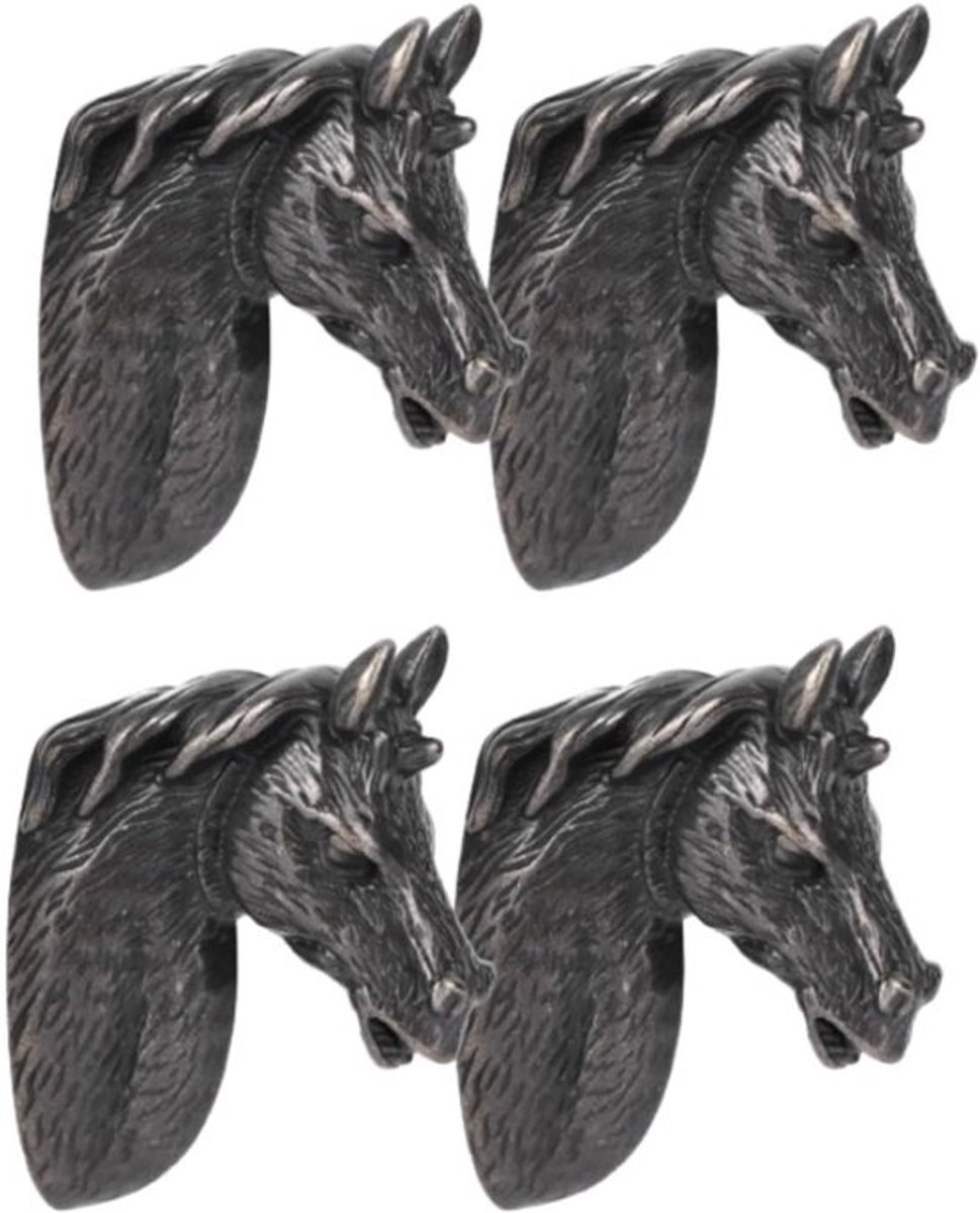 Set van 4 Paardenkop Ladeknoppen - Zinklegering Handgrepen voor Kast, Lade en Deur - Decoratieve Knoppen voor Interieurontwerp