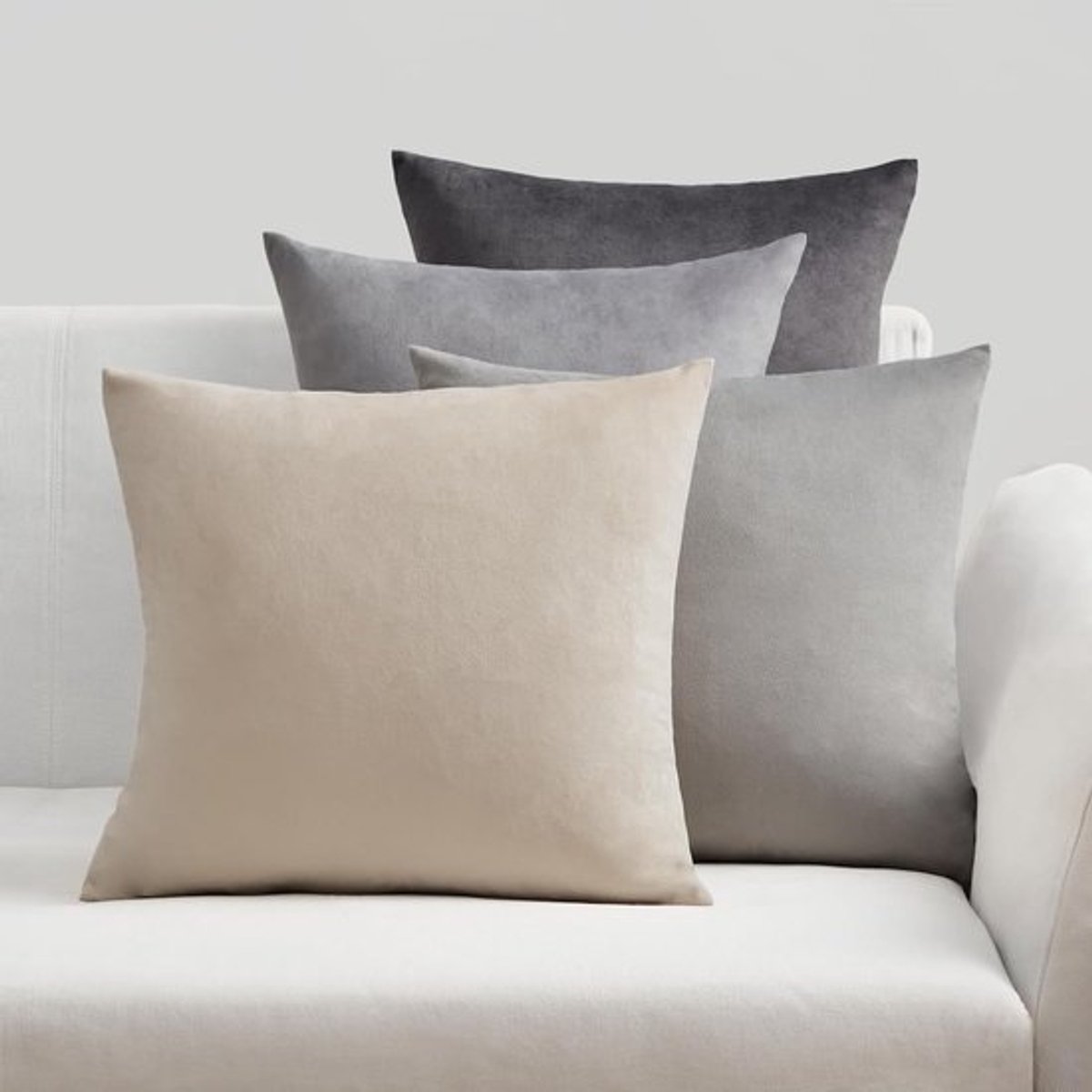 Decoratieve Kussenhoezen voor Sofa en Slaapkamer, Set van 4, Zachte Gradient Kleur, 45 x 45 cm, Grijs, Ideaal voor Woonkamer en Slaapkamer Decoratie