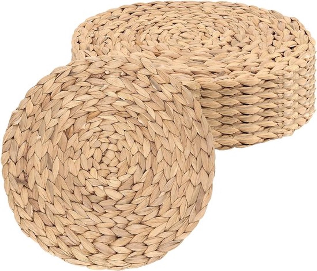 Set van 8 Ronde Geweven Placematsets van 30 cm, Warmtebestendig en Natuurlijke Waterhyacint voor Tafeldecoratie en Eten