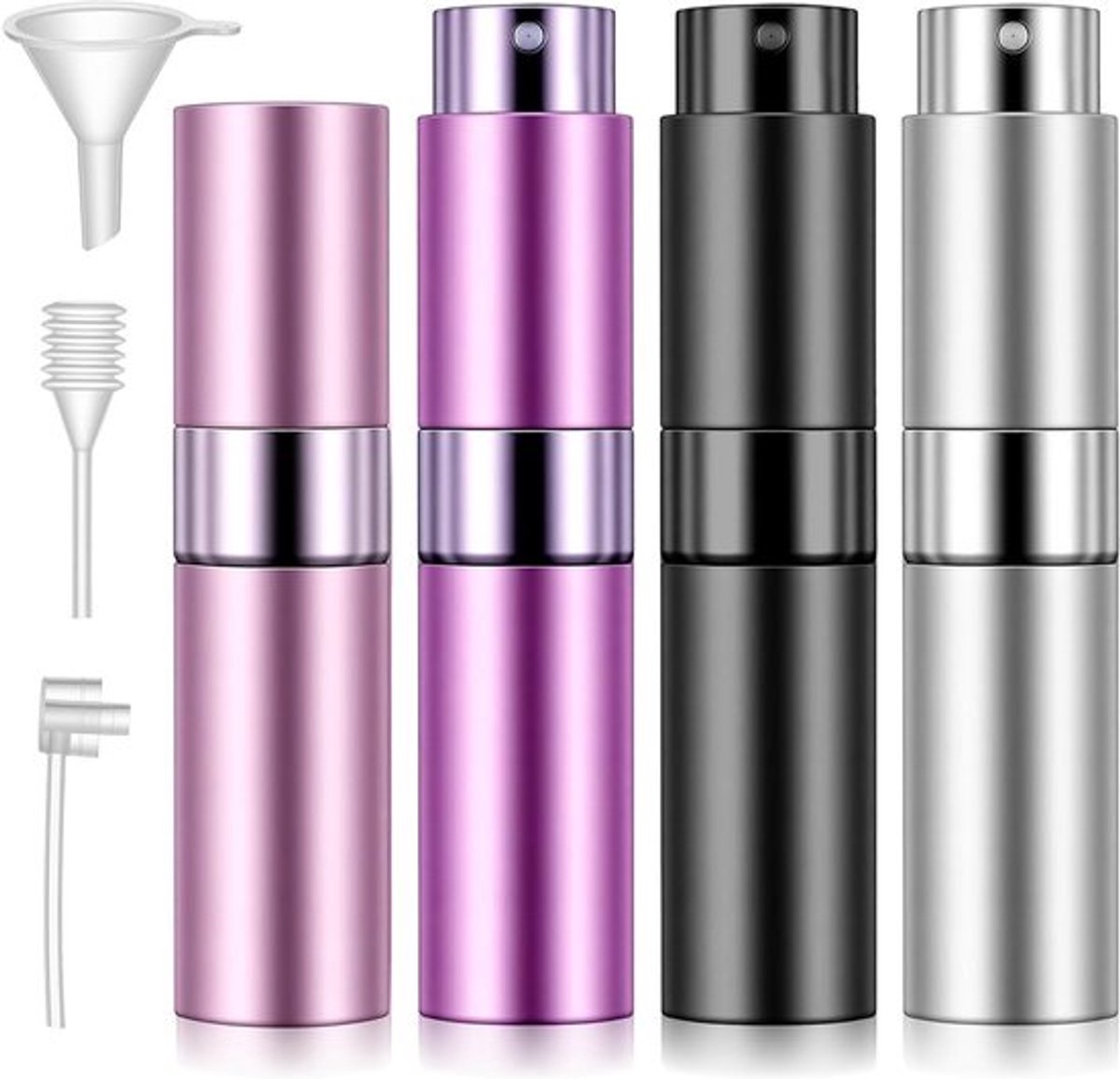 4 Stuks 10ml Refillable Reisparfumfles - Draaibare Mini Cologne Atomizer - Draagbare Levensbestendige Geurdispenser voor Tas en Portemonnee