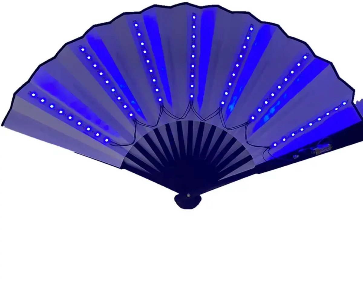 Doppler GlowFan LED Festival Waaier – Opvouwbare Verlichte Handwaaier – 3 Lichtmodi – Carnaval, Festival & Rave – Blauw
