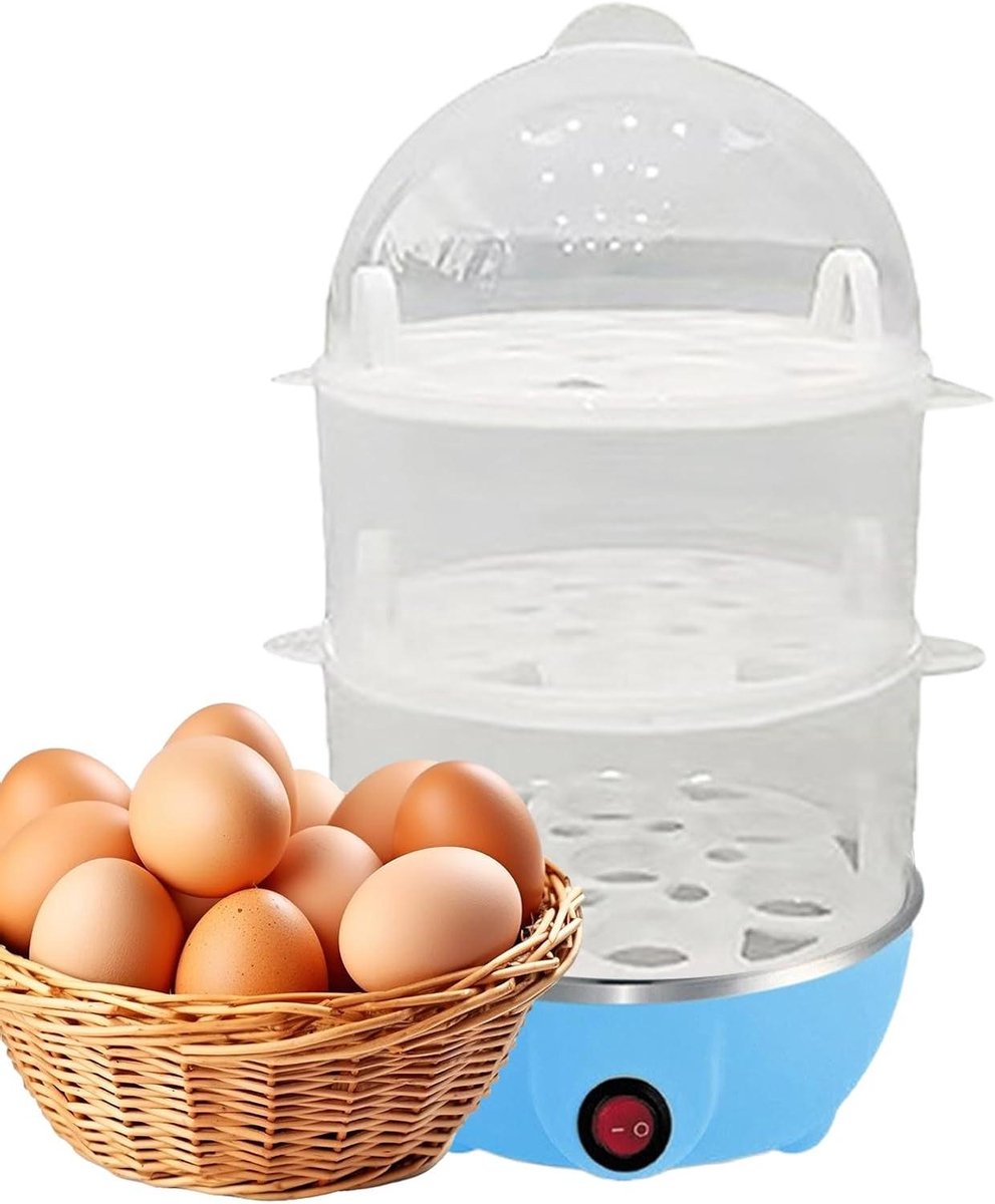 Elektrische Eierkoker - Multicooker Stoomkoker - Eieren Koken - Automatische Uitschakelfunctie - 28 cm - Blauw