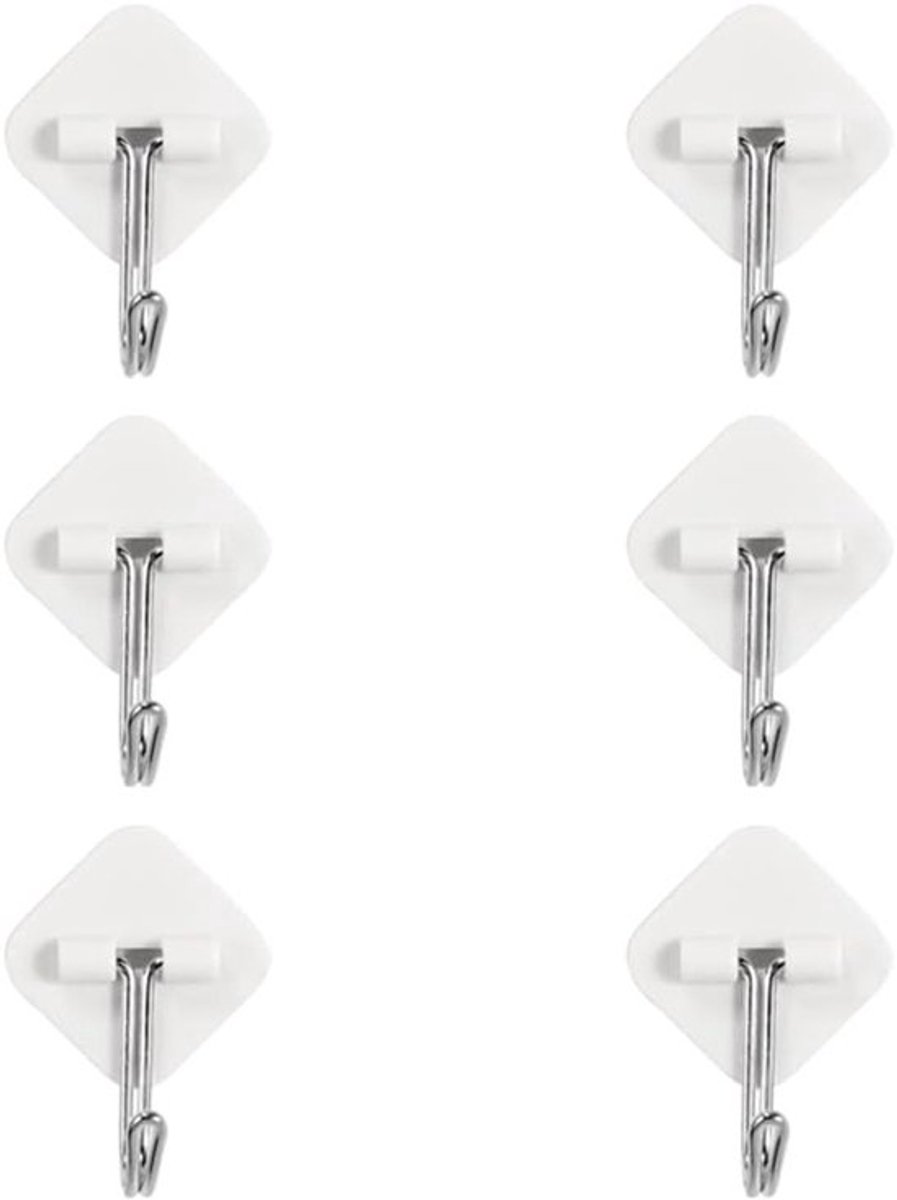 Set van 6 Zelfklevende Haakjes voor Muren, Handdoekhaken, Multifunctionele Haken voor Badkamer, Keuken en Deuren