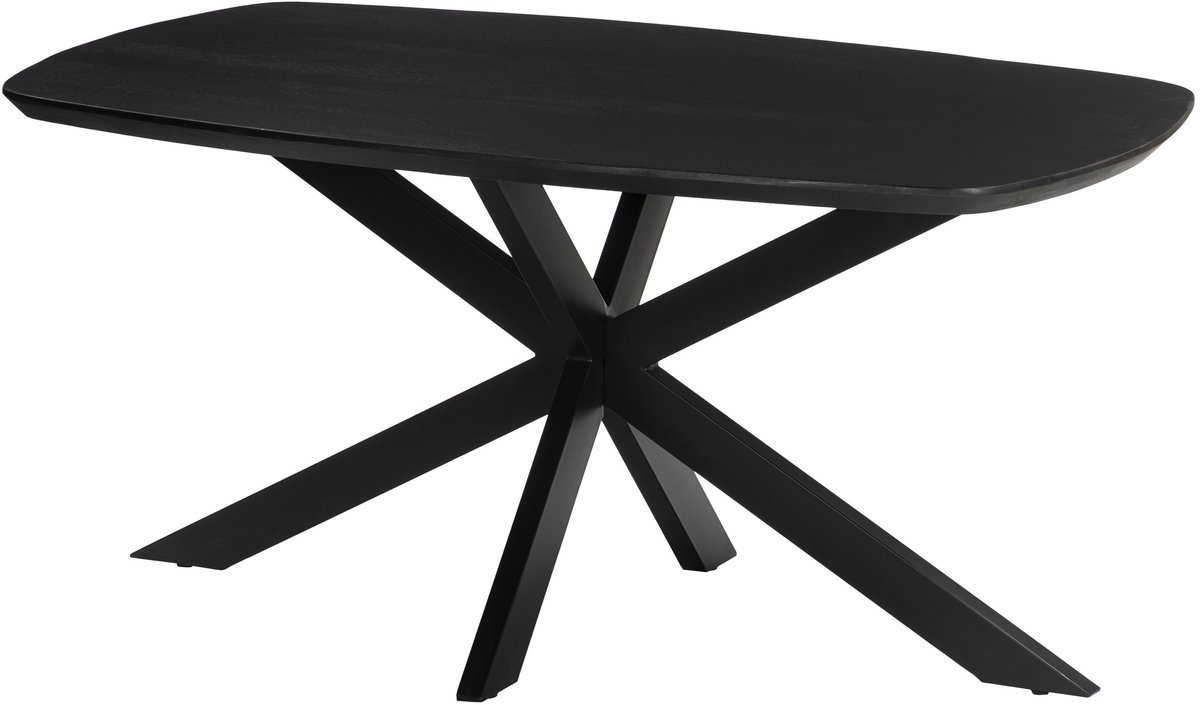 Eettafel deens ovaal mangohout 160cm Jordan zwart ovale tafel duurzaam mango eetkamertafel