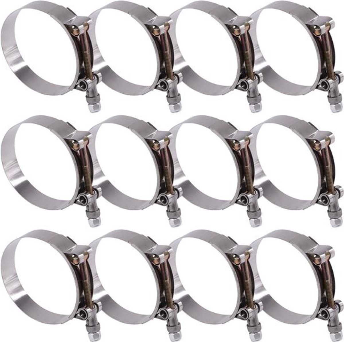 12 Stuks RVS T-Bolt Slangenklemmen 70-80mm voor Turbo Inlaat en Intercooler Slangen
