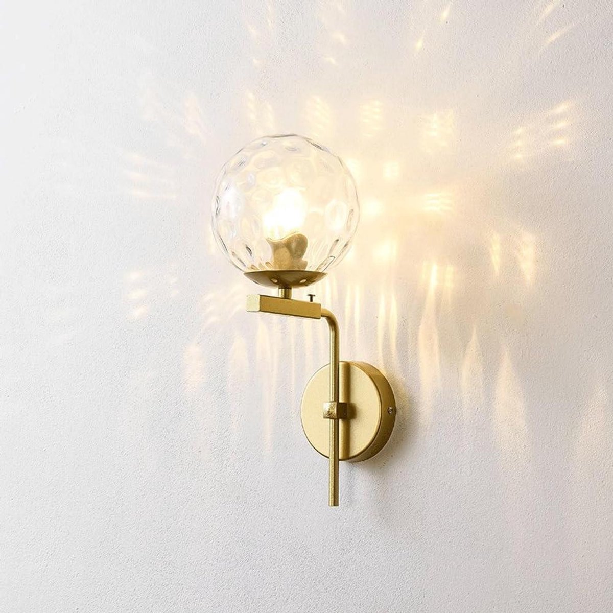 Moderne Wandlamp - Bedlamp Slaapkamer - Sfeerverlichting Creëren - Glazen Kap - 35 cm Hoog - Goud