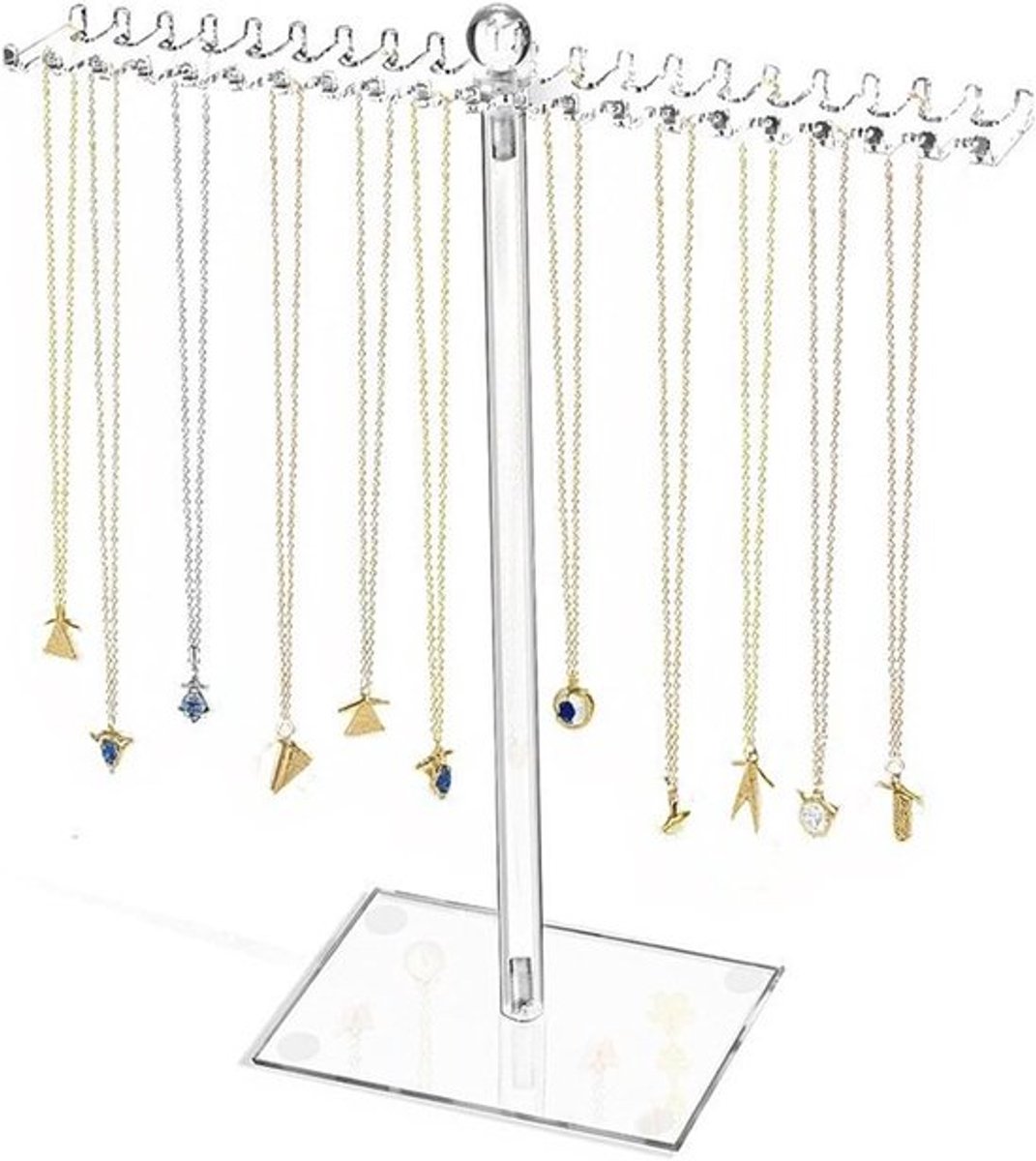 Acryl T-bar sieradenstandaard, hangende organizer voor oorbellen, kettingen en armbanden, perfect voor het tonen van sieraden en accessoires