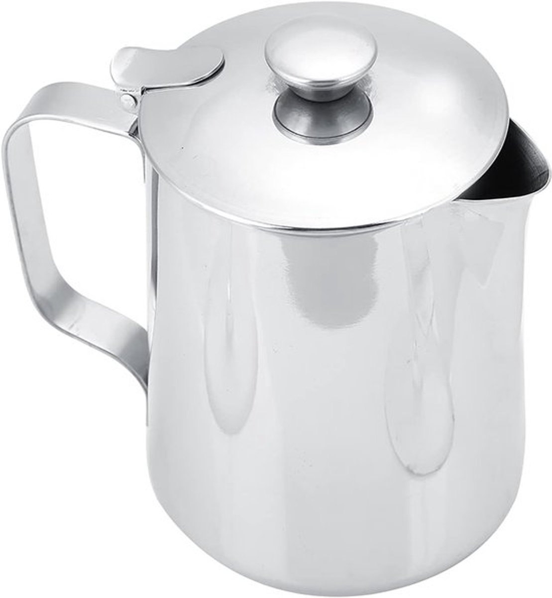 RVS Melkopschuimer Koffiemok met Deksel voor Latte Art - 2000ml, Perfect voor Koffie en Thee