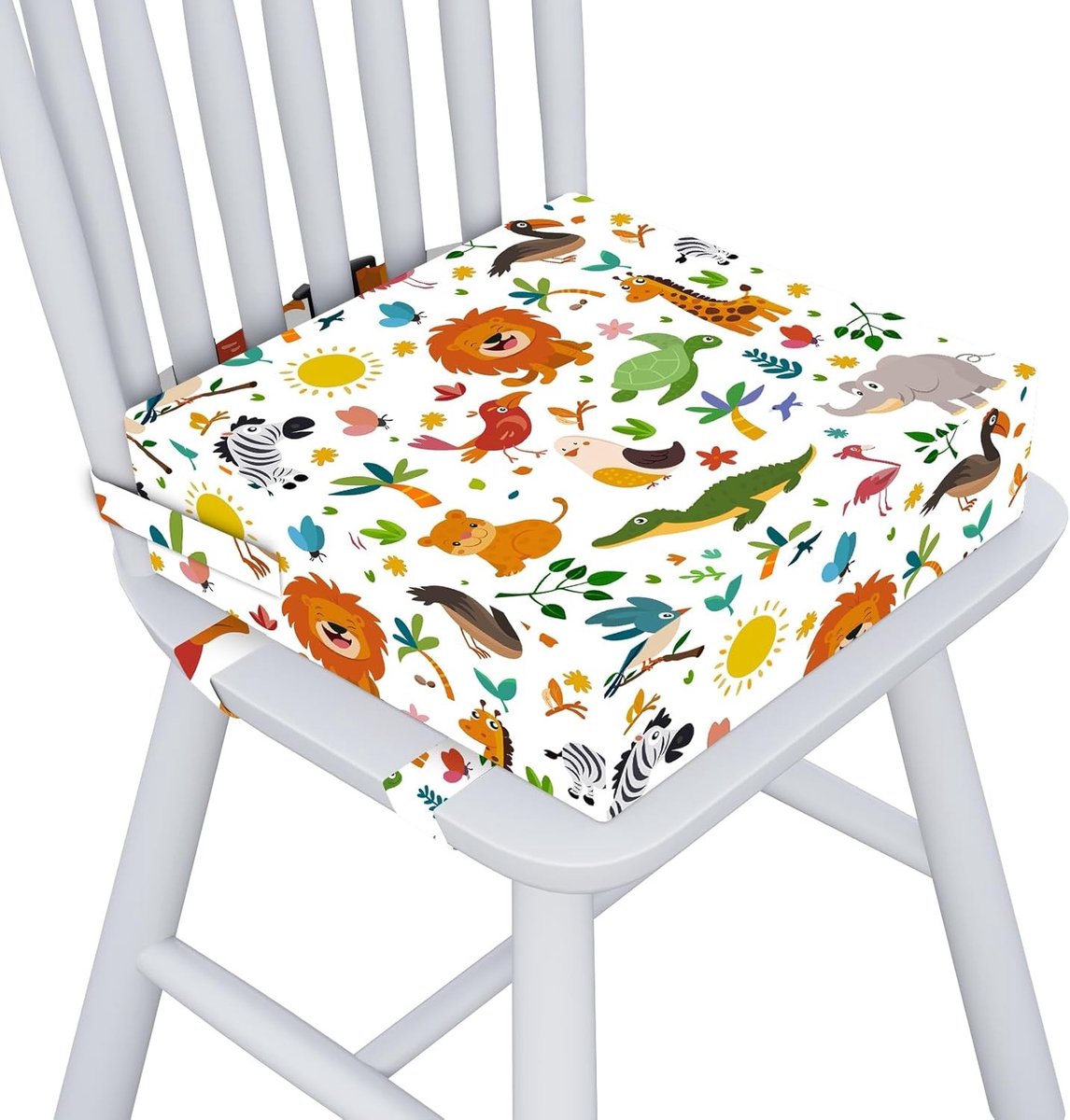 Boosterstoel voor Kinderen, 32 x 32 x 10 cm, Draagbare Verhoogstoel, Antislip, Verwijderbare Wasbare Zitting, Veiligheidsriemen, Ideaal voor Thuis en Op Reis