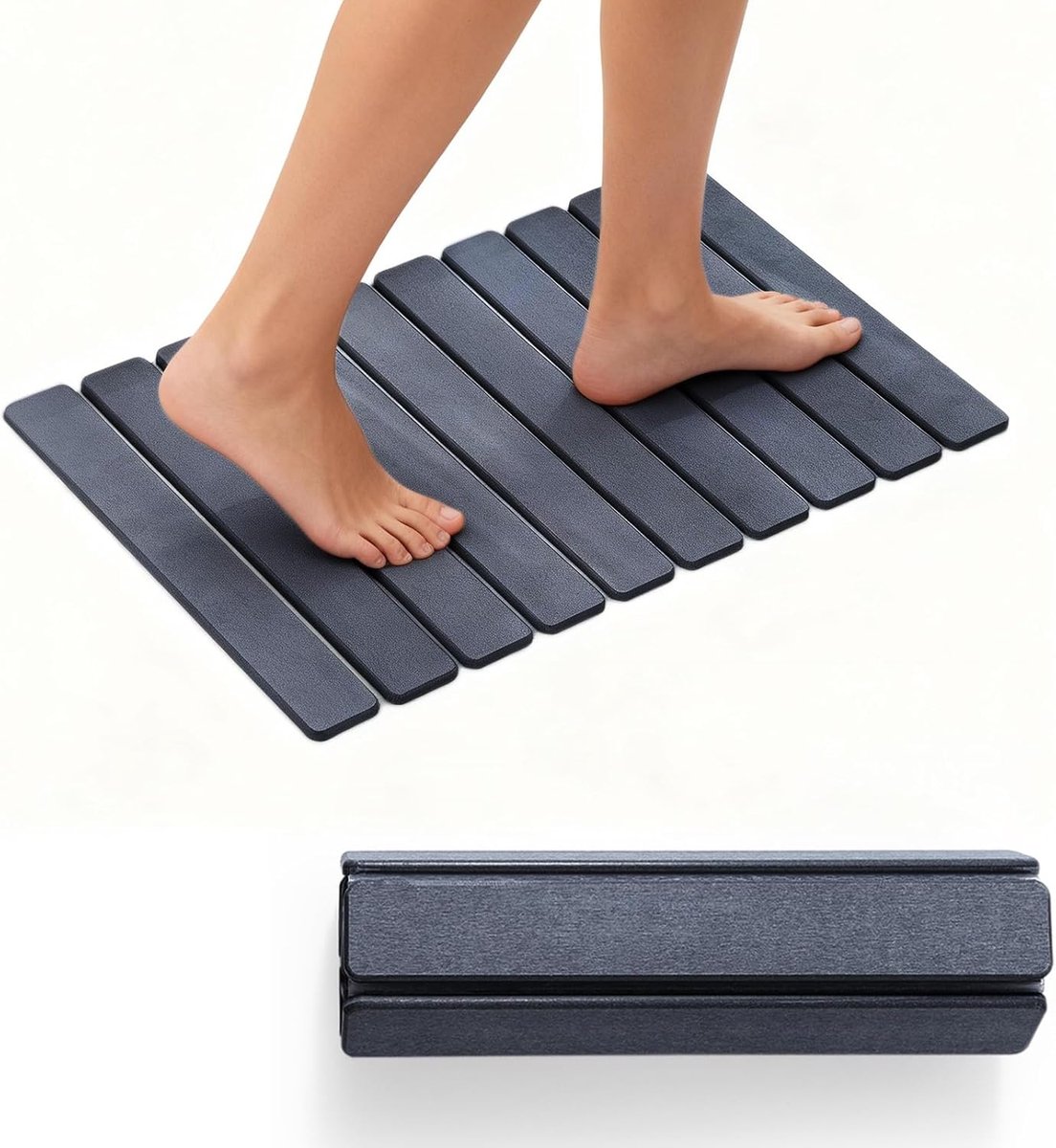 SnelShoppen - Opvouwbare Stenen Badmat van Diatomiet - Super Absorberend & Sneldrogend - Anti-slip Badkamermat - Antibacteriële Douchemat & Afdruipmat