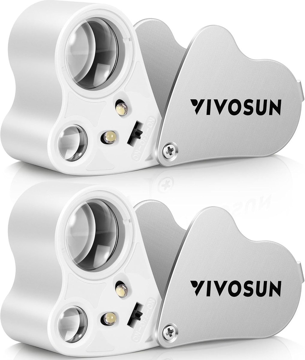 2-Pack 30X 60X Verlichte Loupemagnifier met LED Licht voor Sieraden, Edelstenen en Munten