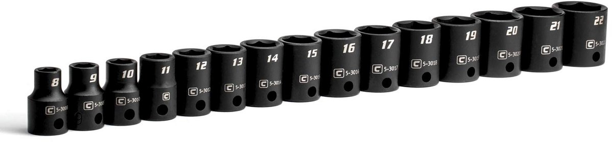 SnelShoppen - 15-delige ondiepe slagdoppenset 3/8-inch metrisch 8 tot 22 mm premium chroom-molybdeenstaal voor auto- en klussen