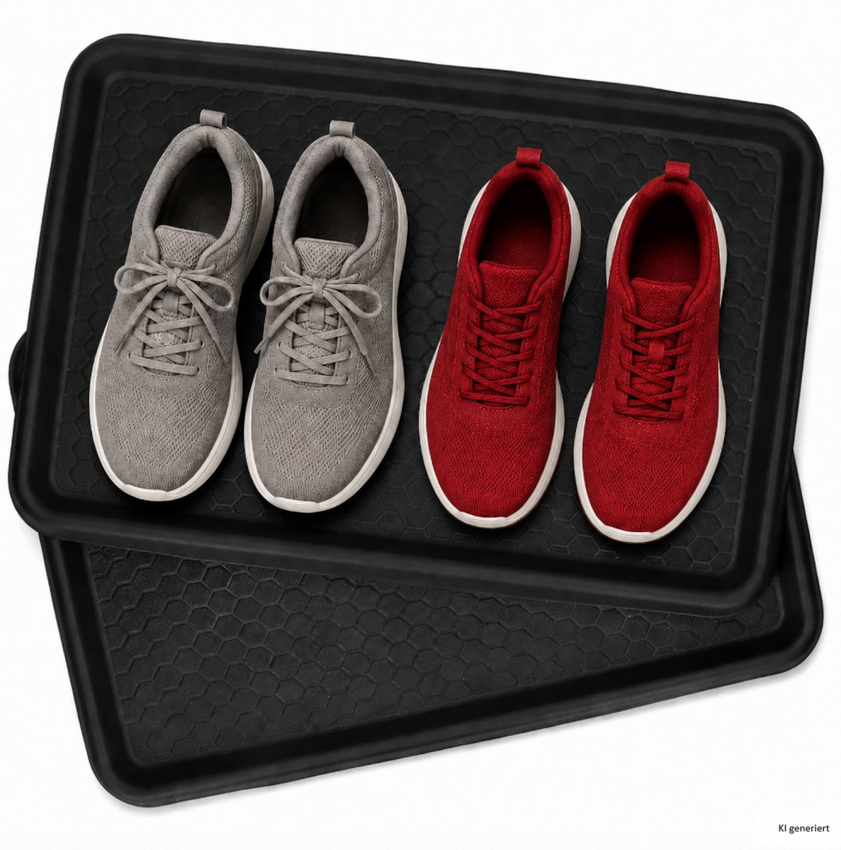Set van 2 DRY-schoenafdruipmatten, L 60 cm x B 40 cm, zwart, van kunststof – 042100720