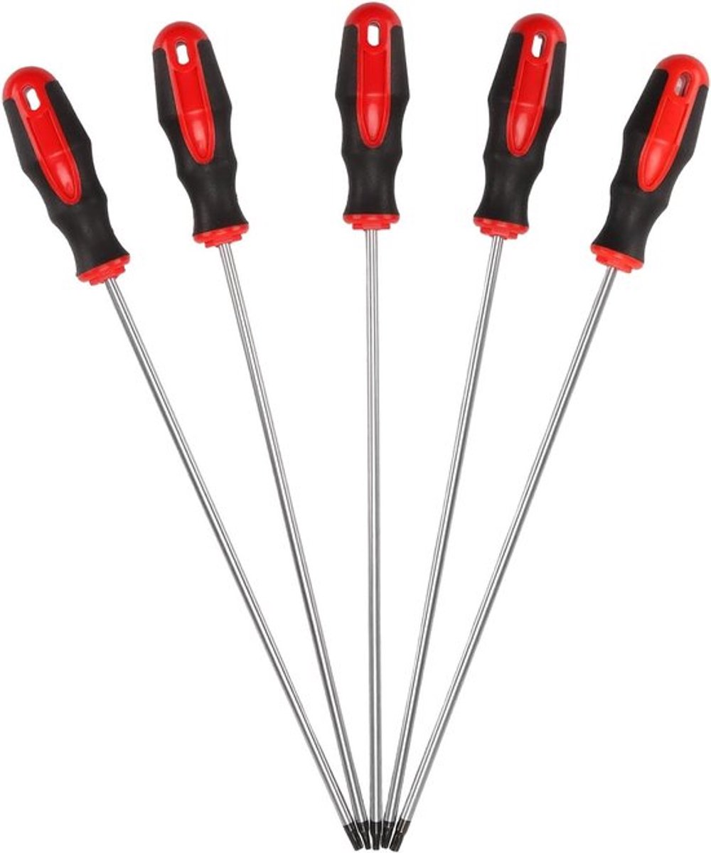 5-delige Torx Schroevendraaierset, Extra Lange Magnetische Schroevendraaiers T15-T30, S2 Staal voor Auto Reparatie en Krappe Ruimtes, Ideaal voor Klussen en DIY Projecten