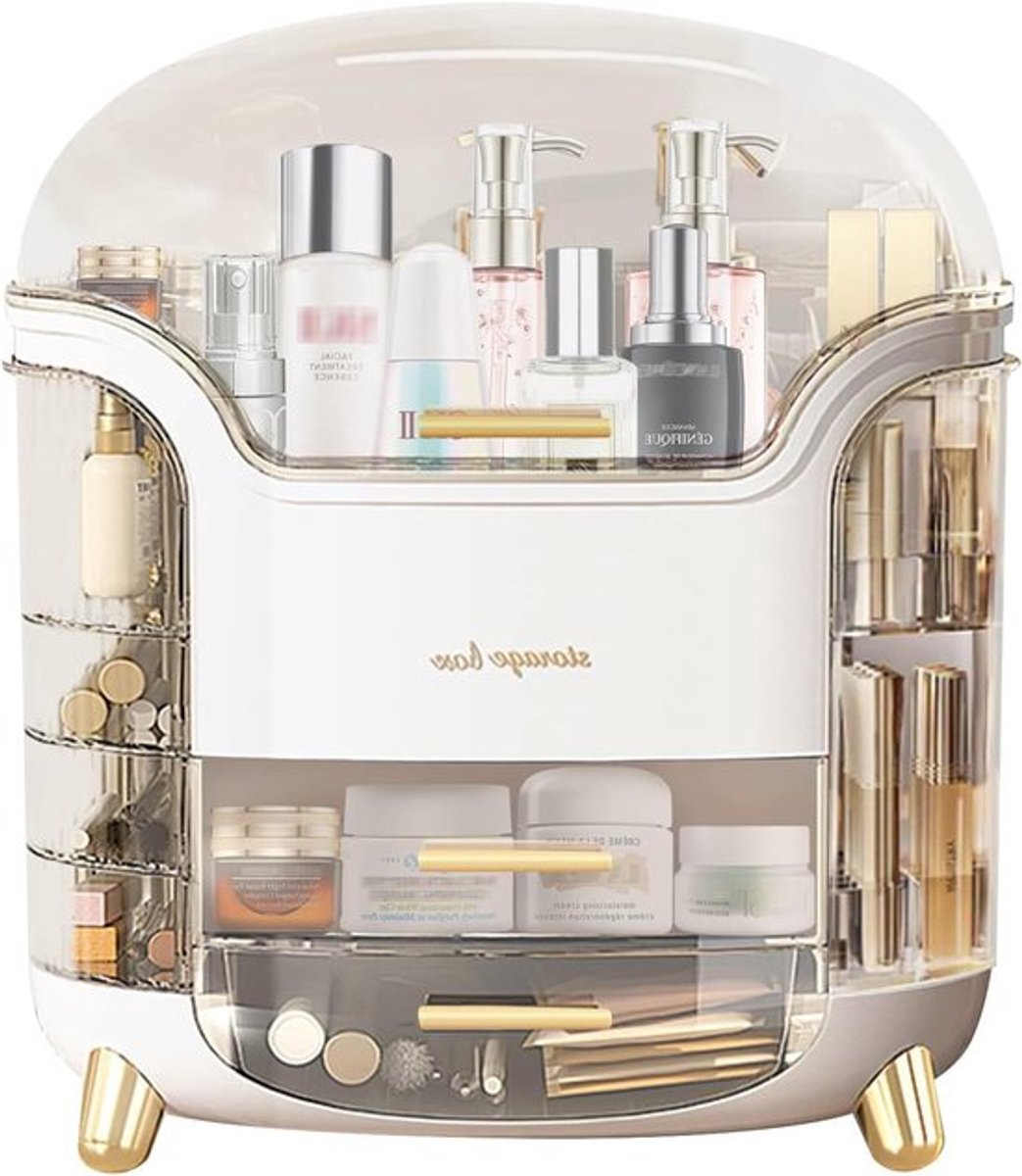 Cosmetica Opbergdoos met Deksel en Laden voor Make-up, Grote Capaciteit en Organisatie