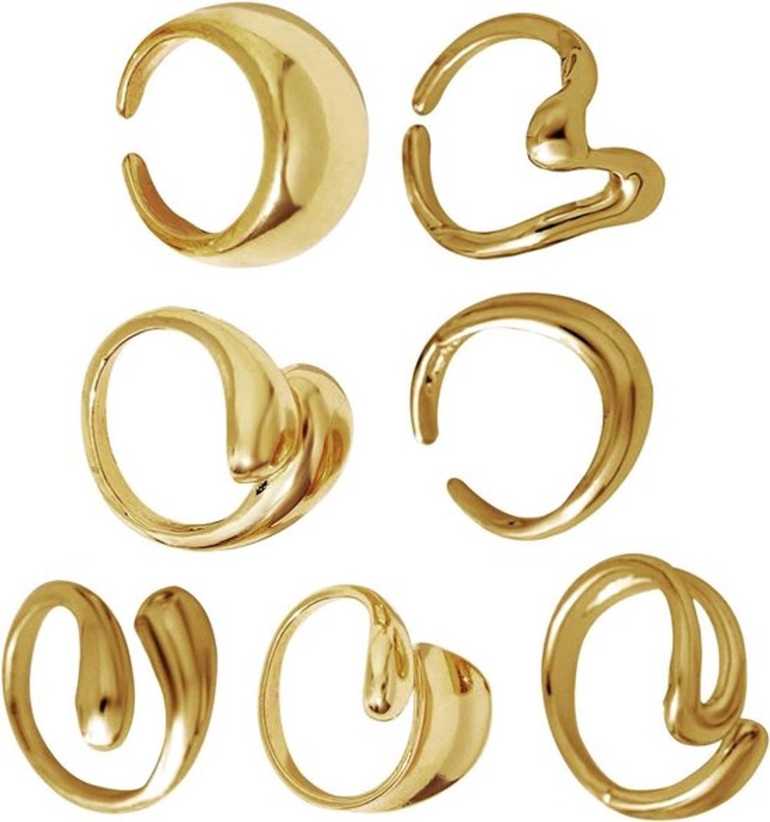 Stijlvolle set van 7 metalen ringen met onregelmatig ontwerp, gepersonaliseerde retro sieraden, stapelbare ringen, one size, trendy accessoires voor elke gelegenheid