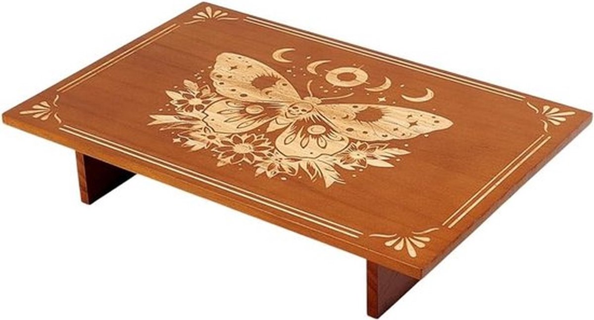 Vlinderstadia Oude Tafel 30x20 cm - Houten Meditatietafel voor Altaar en Wicca-decoratie, Mystieke Sfeer voor Thuis