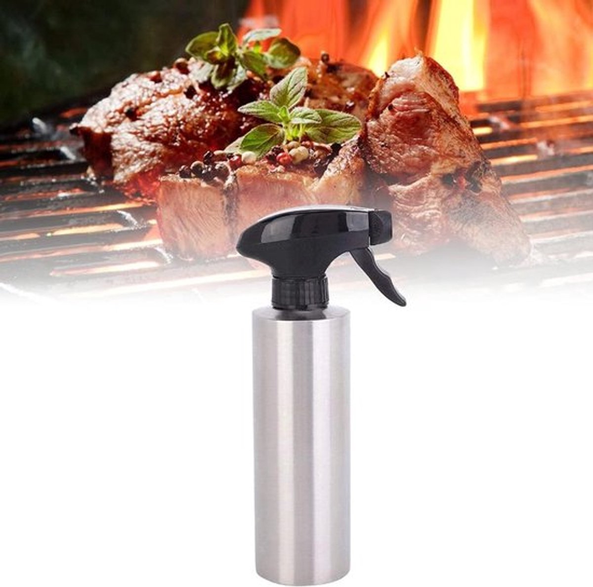 Olijfolie Spuitfles van Roestvrij Staal - Perfect voor Koken, Grillen en Salades - Vernevelaar voor Olie en Azijn