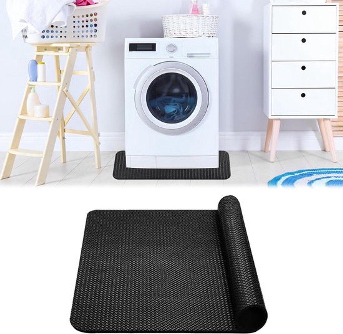 Dubbelzijdige Antislip Anti-trillingsmat 60 x 60 cm voor Wasmachine en Droger, Universele Vloermat voor Badkamer en Keuken, Vuilafstotend en Duurzaam
