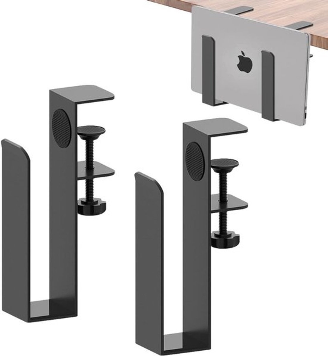 2 Stuks Hangende Laptop Organizer - Verstelbare Desk Side Opslag voor Laptop, Notebook Houder zonder Boren voor Thuis en Kantoor