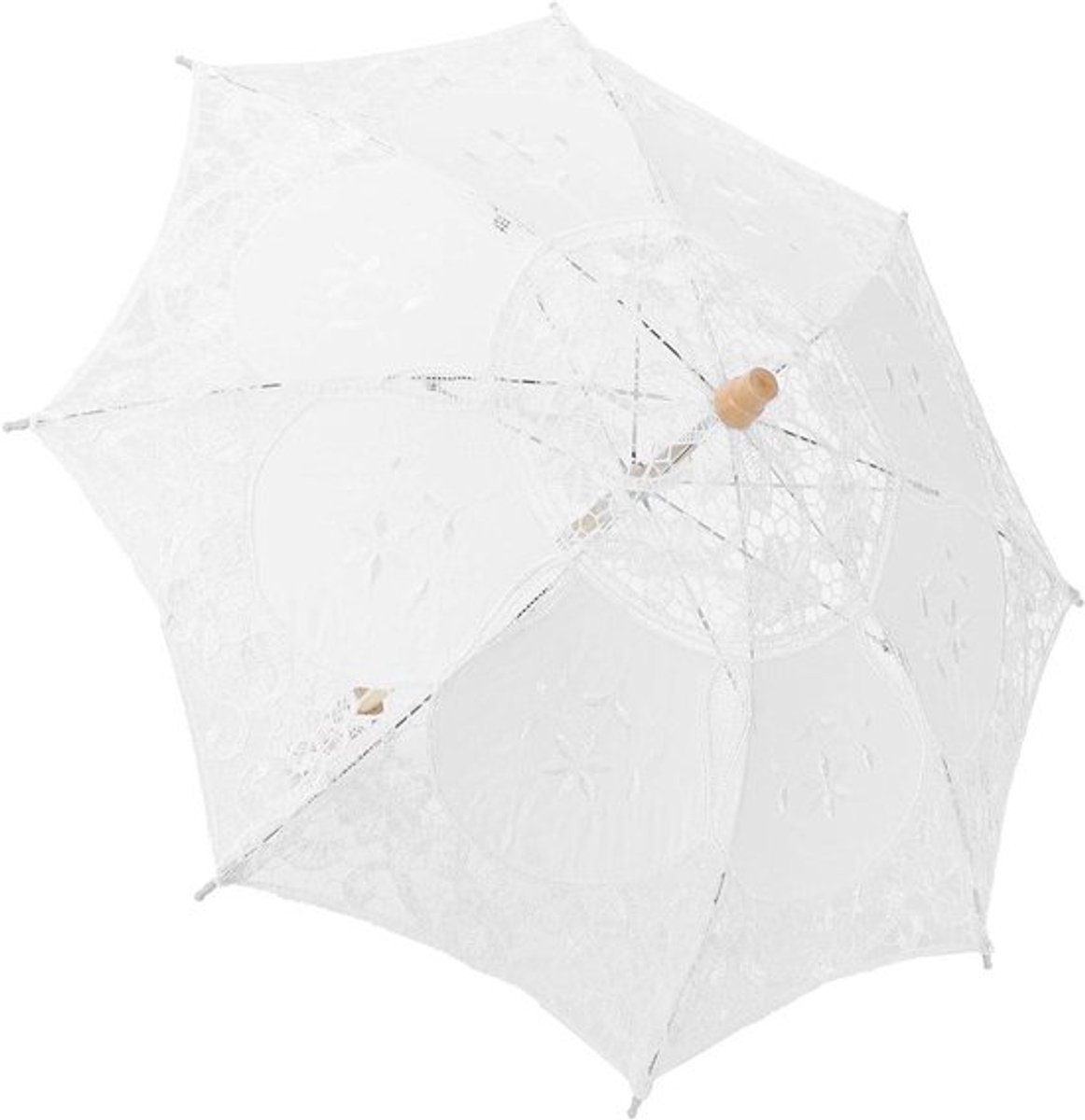 Elegante Vintage Parasol met Kant voor Bruiloften en Fotoshoots - Decoratieve Handgreep voor Feestelijke Gelegenheden