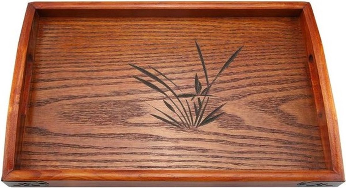 Elegante houten salontafel met opbergruimte en handvat voor koffie, thee en sushi in woonkamer of restaurant