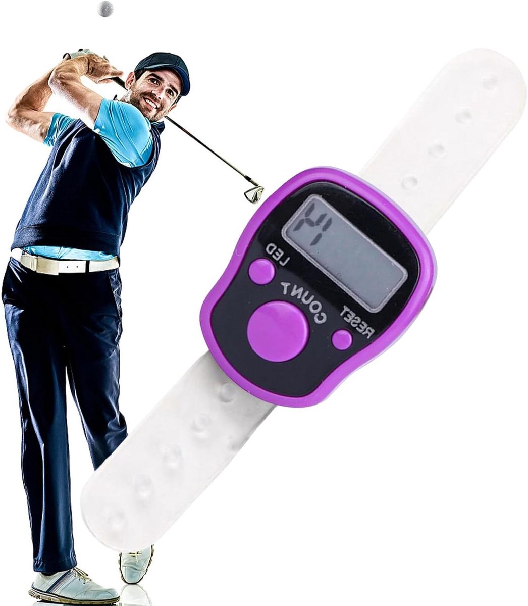 Digitale Vingerteller - Handteller Teller - Nauwkeurig Tellen - Ergonomisch Ringontwerp - 14 cm - Paars