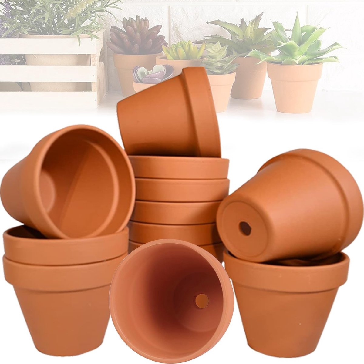Mini Bloempotten - Terracotta - Kleine - Herbruikbare Kleipotten met Afvoergat - Voor Knutselen en Planten