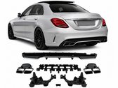 Achterdiffuser Geschikt voor Mercedes-Benz C-Klasse W205 Sedan & Break (2014-2021) – Mat Zwart met Chrome Uitlaatstukken