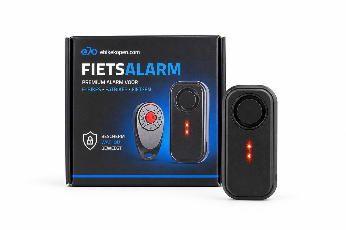 Ebikekopen.com Fietsalarm 2026 Model – 120 dB – Anti-Diefstal Alarmsysteem met Afstandsbediening – 3 Geluidsniveaus & 7 Gevoeligheidsstanden – Waterdicht – Universeel voor Fiets, Fatbike, E-Bike & Scooter