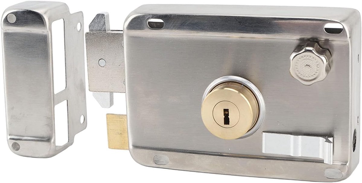 SnelShoppen - Mechanisch Anti-Diefstal Slot met Handvat, Roestpreventie, Minder Staal, Buitenpoort Slot voor Houten Deuren, Zilver, Compleet Accessoir