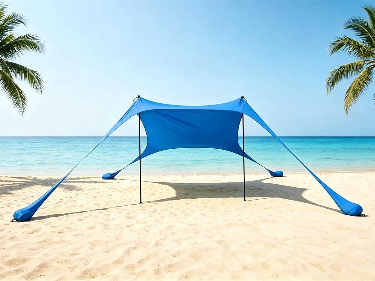 Strandtent - Blauw - 210 x 200 x 160 cm - Draagbare Waterdichte Tent met UV-bescherming - Voor Strandbezoekers en Kampeerders