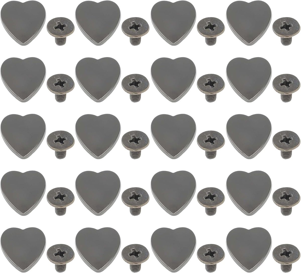20 Sets Screw Rivets Heart Shape for Belts Clothing Purse Handbag Leather Craft DIY Handmade Accessories Light Black - ShopVlot