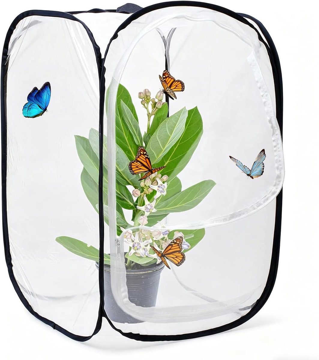 Insectenhabitat - 40 * 40 * 60 cm - Insecten- en vlinderhabitat - Opvouwbaar vlinderhuis - Gaasbak - Pop-up - Geschikt voor vlinders, insecten en zaailingen - Zwart