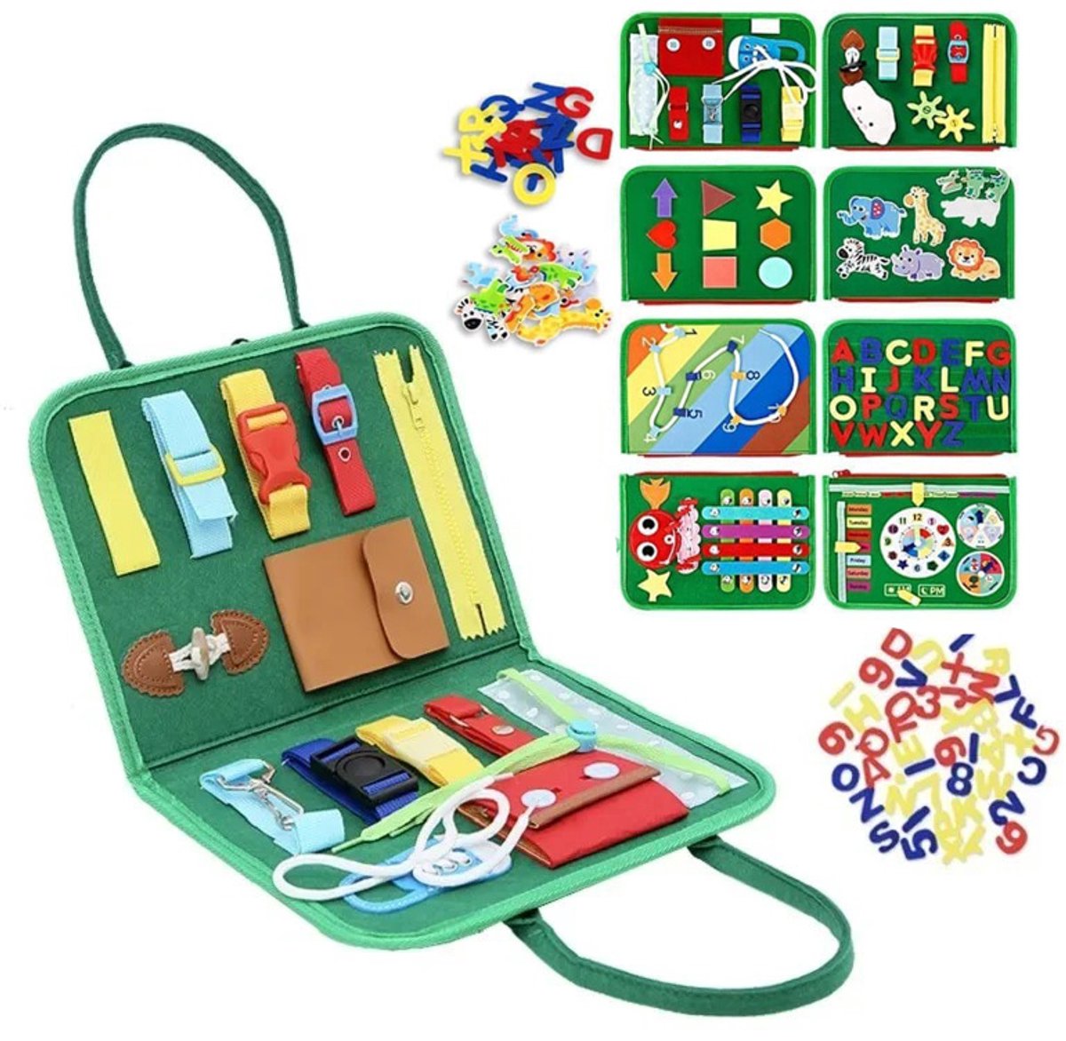 Montessori-activiteitenboek (Busy Board) voor kinderen van 1-4 jaar – educatief sensorisch speelgoed – verjaardagscadeau voor jongens en meisjes – ideaal voor peuters (1-3 jaar) en voor onderweg in de auto of het vliegtuig (2-4 jaar)