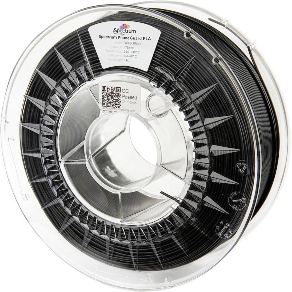 Spectrum Filaments 81449 FlameGuard PLA Filament PLA kunststof Vlamvertragend, Hittebestendig 1.75 mm 1000 g Zwart 1 st Kleurloos