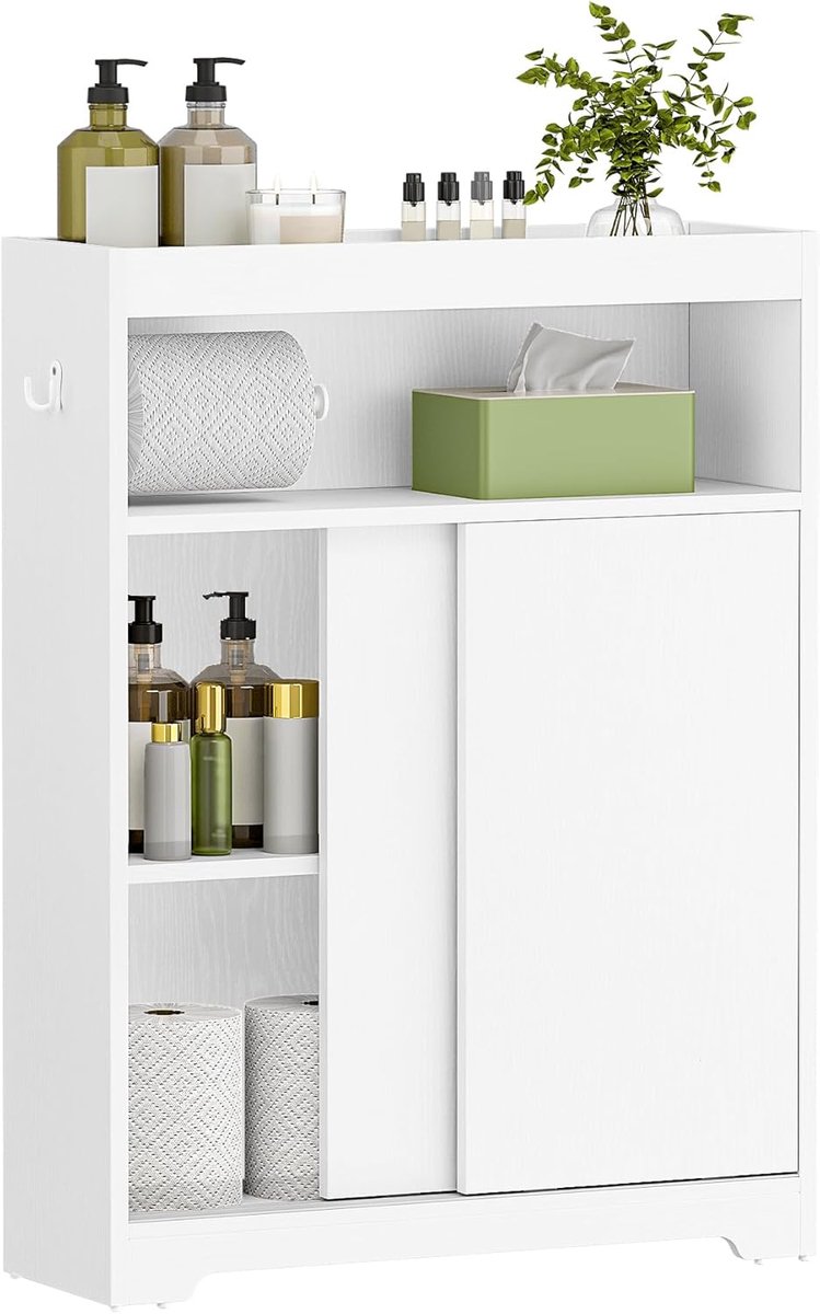 Hzuaneri Badkamerkast, smalle kast, verstelbare planken, 80 cm, wit