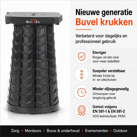 Buvel® Opvouwbare kruk - Kruk - Campingstoel - Inklapbaar - Telescopisch - Visstoel - Voetenbankje - Groen - Vierkant - Met kussen van Merkloos — afbeelding 3